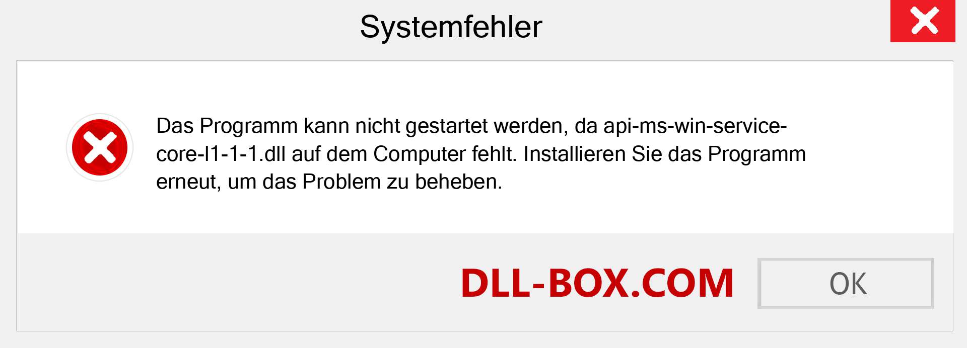 api-ms-win-service-core-l1-1-1.dll-Datei fehlt?. Download für Windows 7, 8, 10 - Fix api-ms-win-service-core-l1-1-1 dll Missing Error unter Windows, Fotos, Bildern